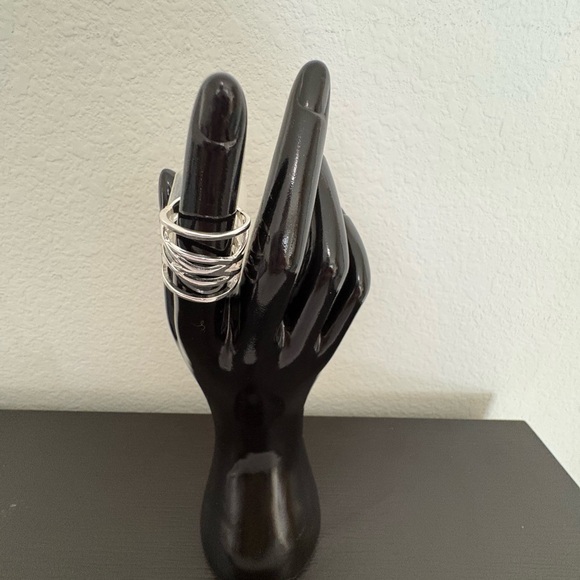 Accessories - Silver tone multi band wrap around ring. Size XL. New.